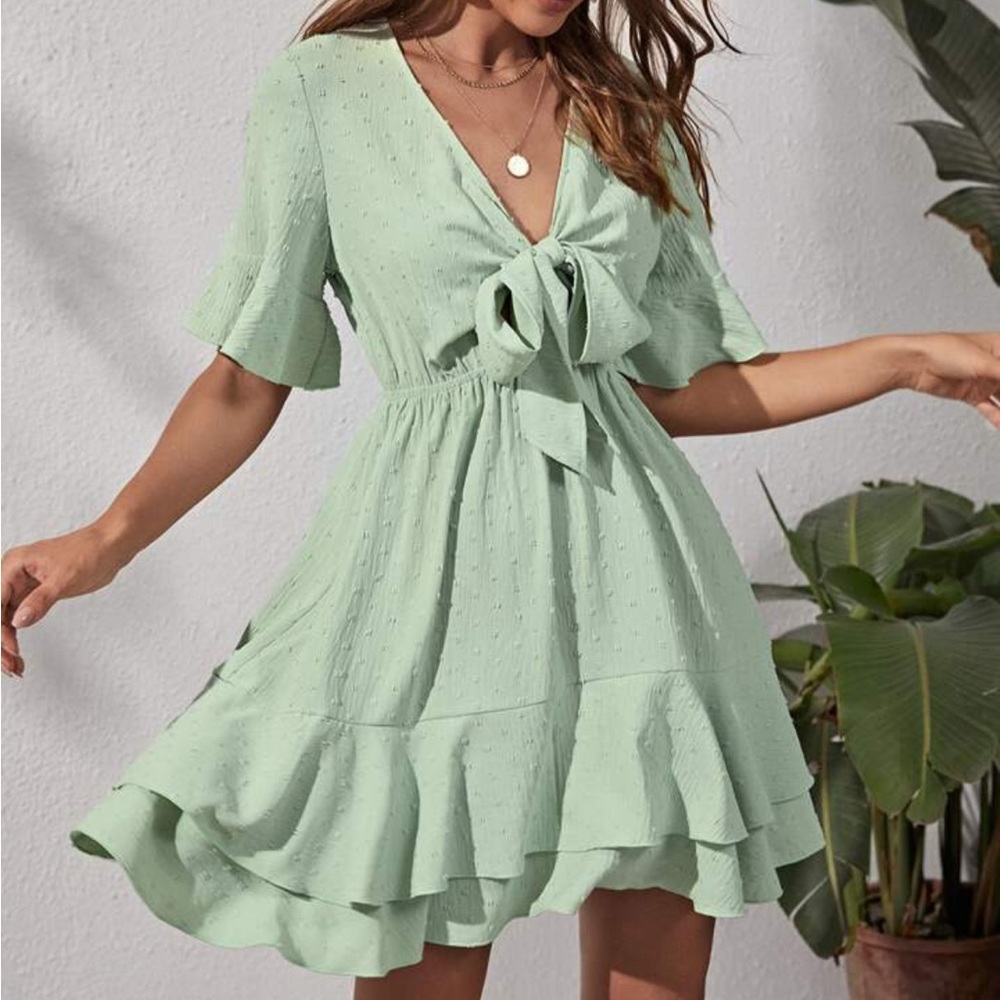 SHEIN Light Green Midi Dress